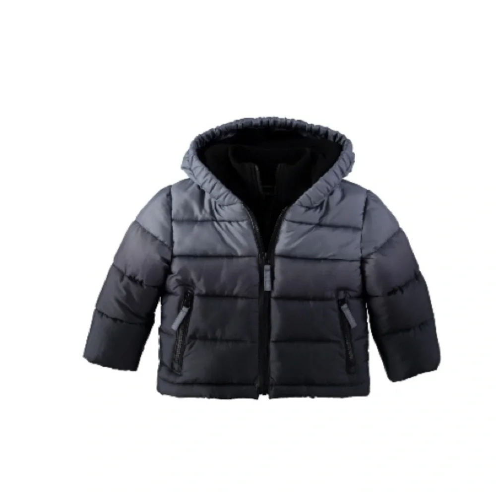 Rothschild 🔥🥰 Baby Boy Contrast Vestee Puffer Jacket Charcoal Ombre Size 12M